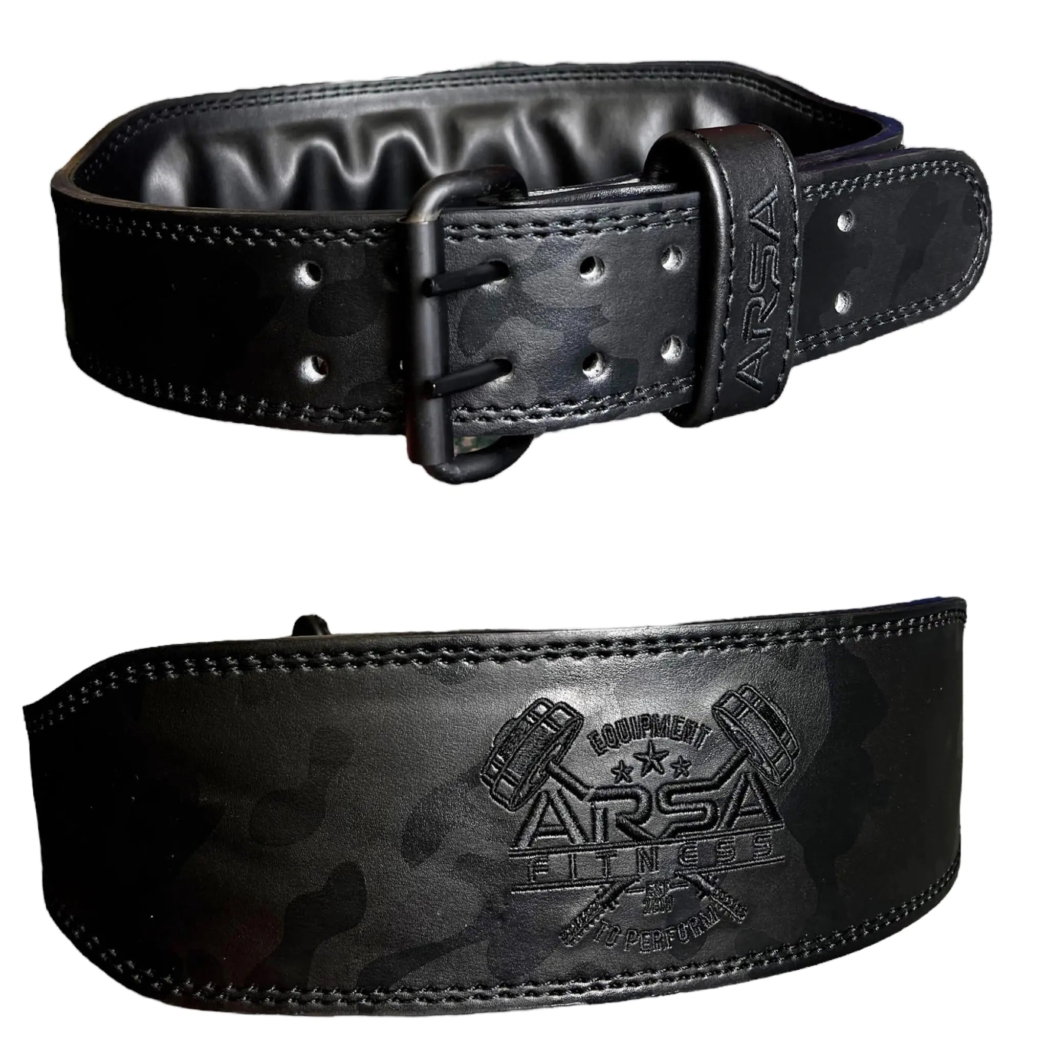 Arsa Fitness Premium Leather 9MM Thickness Weightlifting Belt for Men and Women Reducing Back Strain Crossfit Bodybuilding Powerlifting and Strength Training (LARGE CAMO BLACK) - MUSCLEXXX STORE