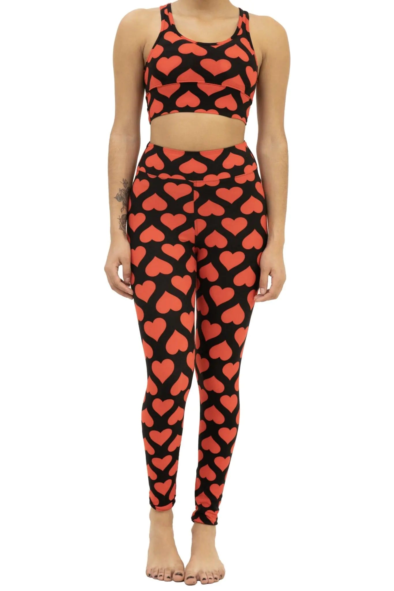 Leggings Park Womens Buttery Soft Workout Sets 2 Piece Bra-Legging Matching Outfits - Gym Yoga Pilates- Valentines Red Heart Medium - MUSCLEXXX STORE