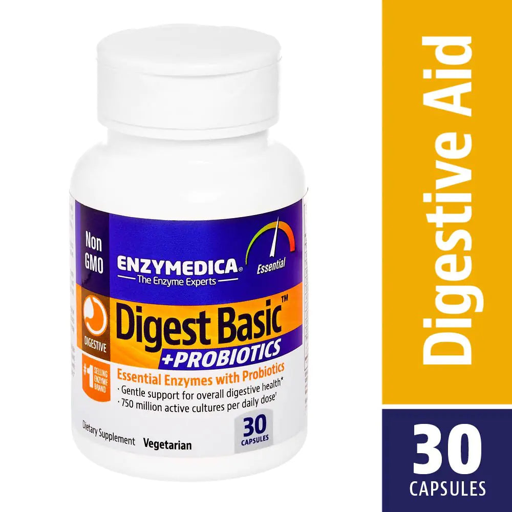 Enzymedica - Digest Basic + Probiotics Essential Digestive Enzymes with Probiotics 30 Capsules FFP - MUSCLEXXX STORE