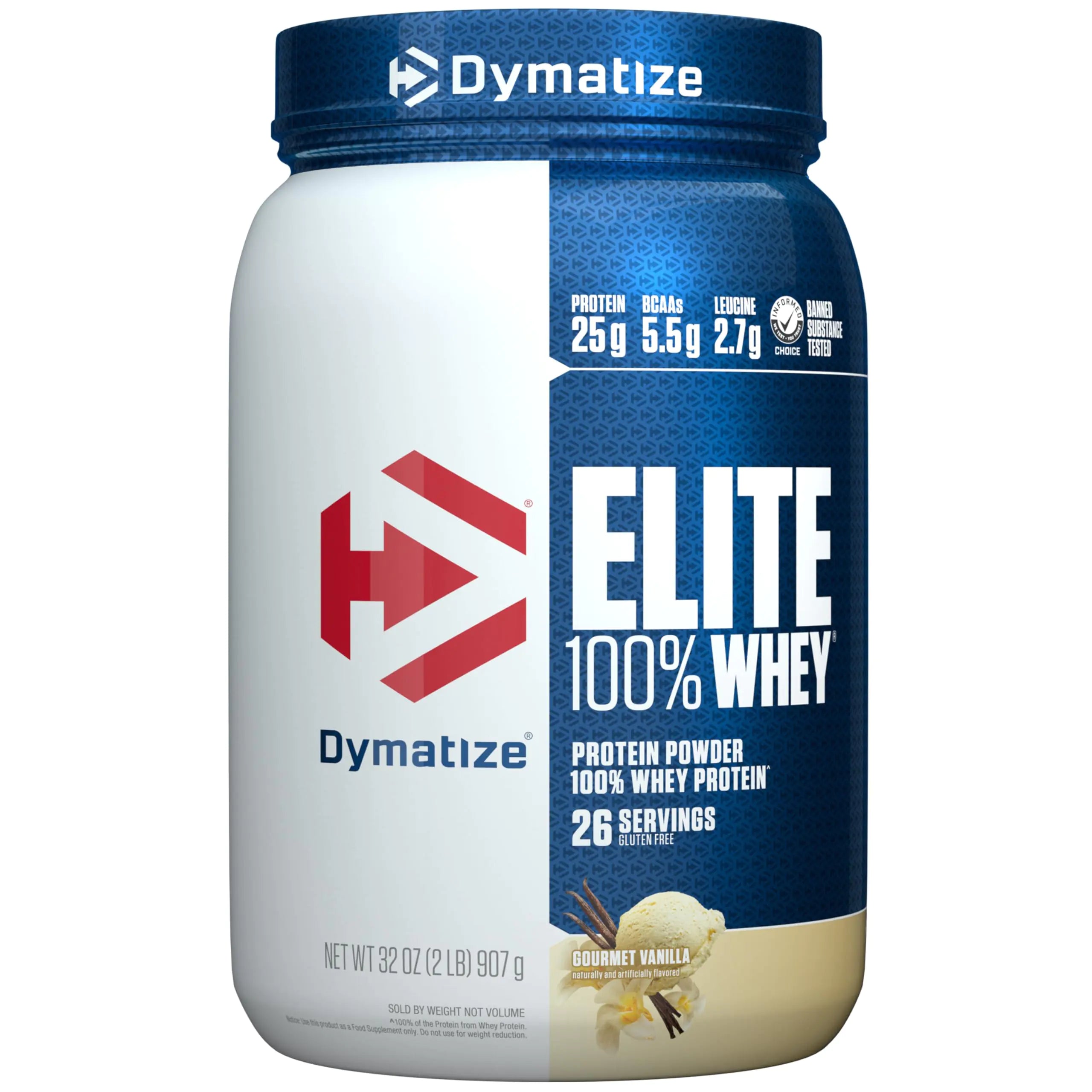Dymatize Elite 100% Whey Protein Powder L-Leucine Quick Absorbing & Fast Digesting for Optimal Muscle Recovery Gourmet Vanilla 32 Oz - MUSCLEXXX STORE