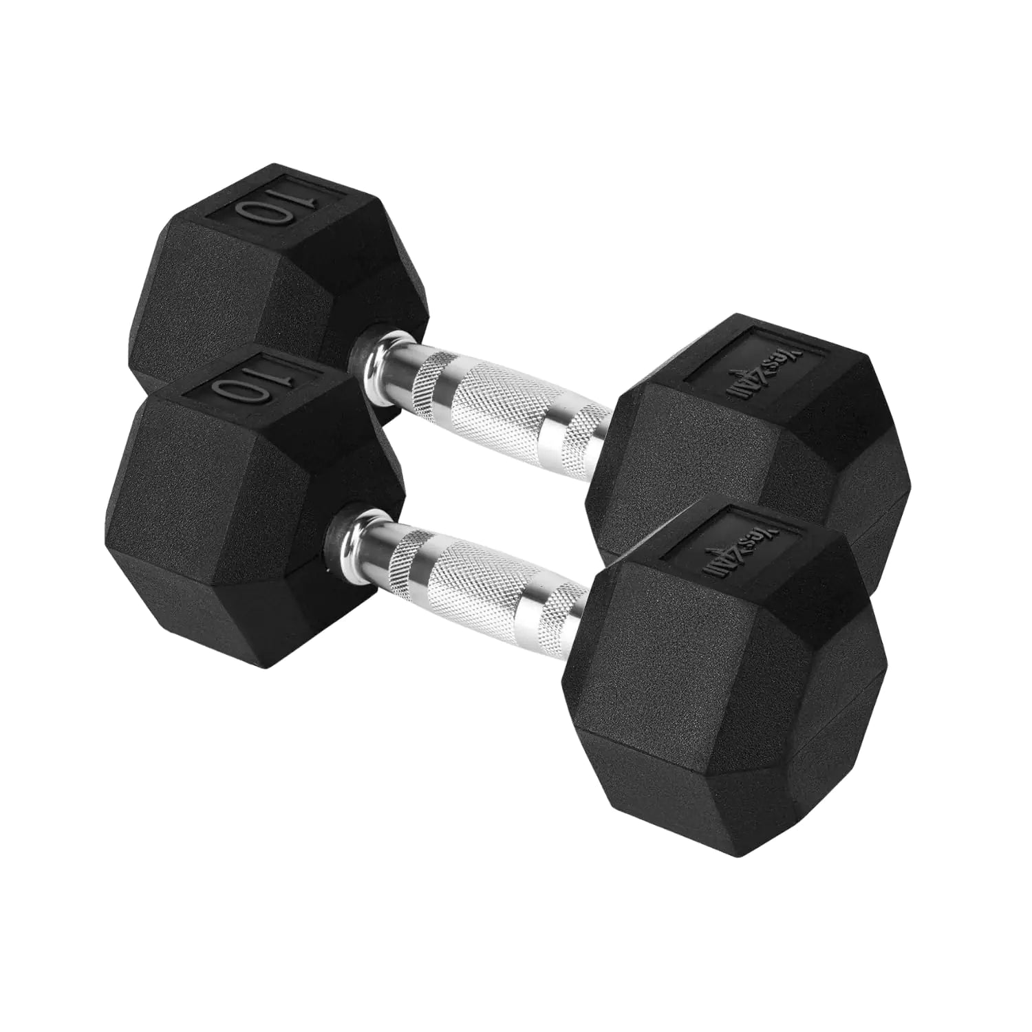 Yes4All Cast Iron Hex Dumbbell Chrome Grip 10 Lbs Pair - MUSCLEXXX STORE