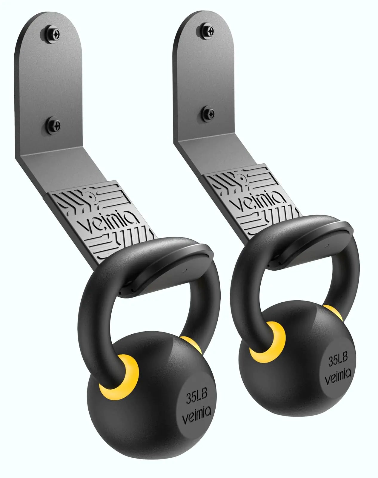 veimia Kettle Bell Wall Rack (2-Pack) Wall Mounted Kettlebell Storage Hanger Gym Storage Mount for Many Size Kettlebell Kettlebell Rack with Rubber Mat for Home or Commercial Gyms. - MUSCLEXXX STORE