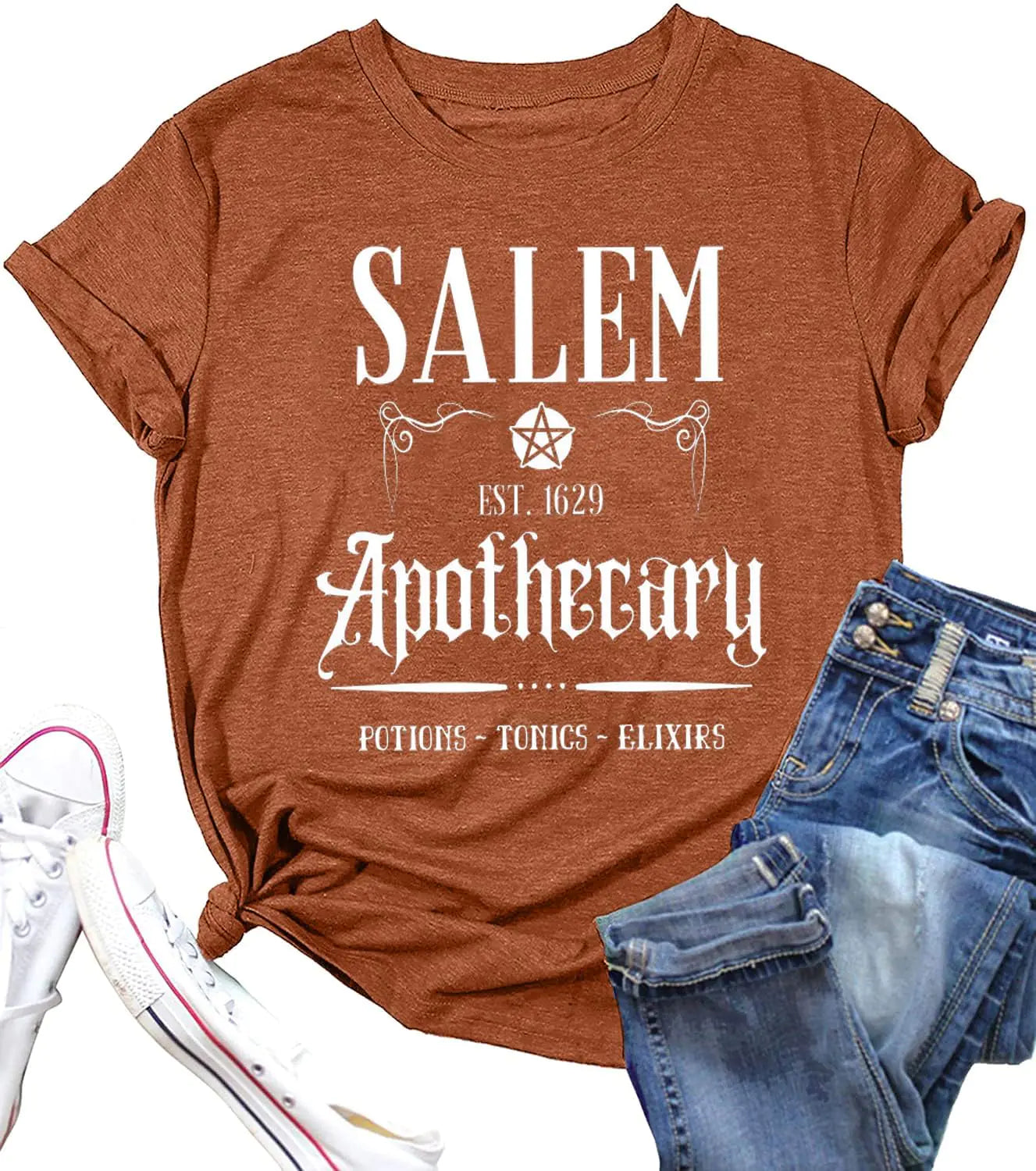 Hot Coffee Skeleton Shirt for Women Halloween Skeleton T-Shirt Funny Fall Skull Graphic Tees Tops Blouse Gift(LargeA-Brown-1)