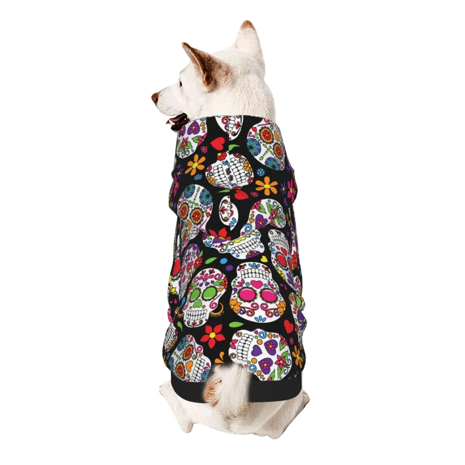 Dog Hoodie Puppy Clothes Warm Sweater with Hat for Small Dogs Cat Hooded Shirt Kitten Pet Hoodies Sweatshirt Doggie Soft Winter Coat Apparel (Day of The Dead Sugar Skulls)