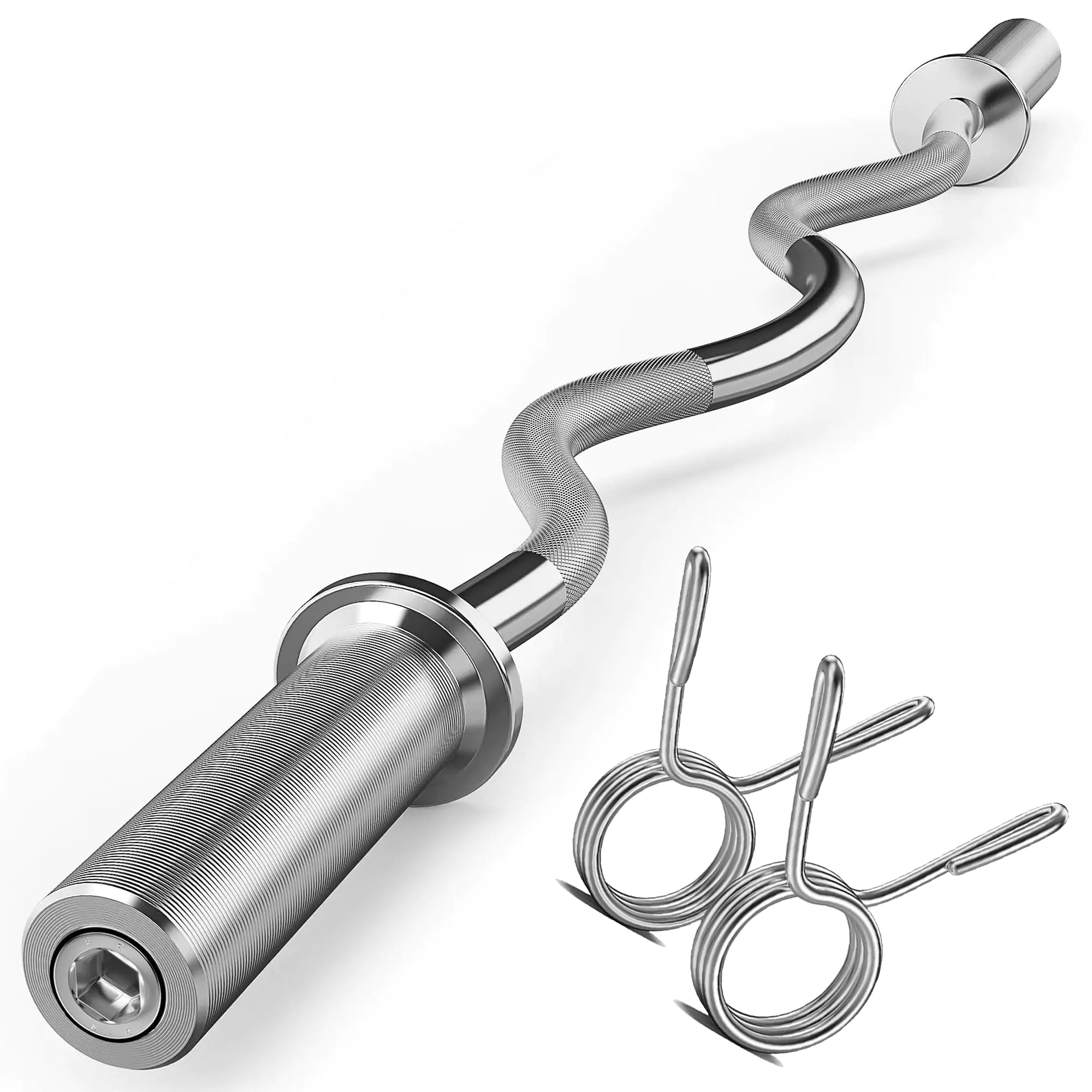 FEIERDUN 47" Olympic EZ Curl Bar - Curling Bar (360LBS Capacity) for Weight lifting Suitable for 2-Inch Weight Plates