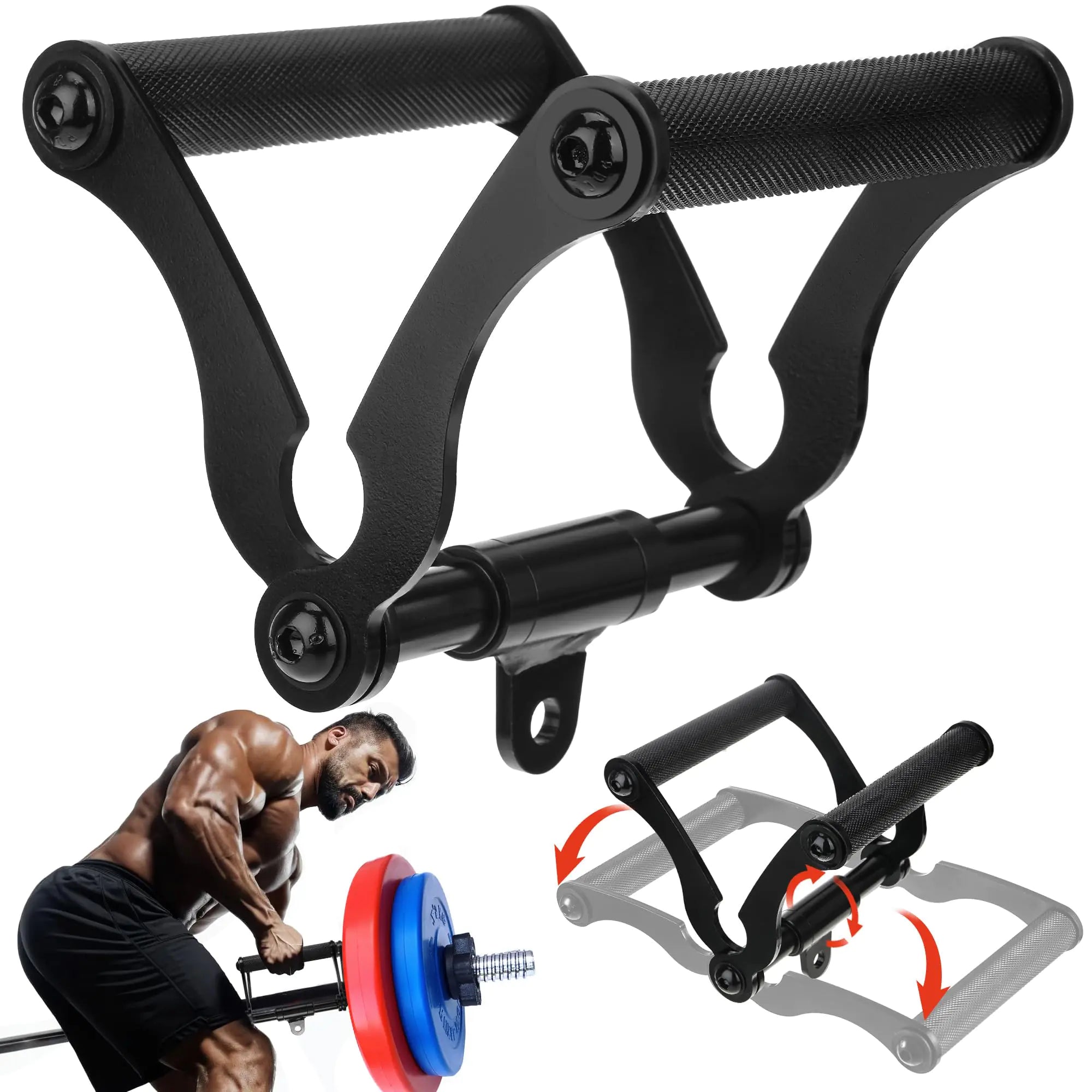 V Bar Landmine Handle Attachment for Barbell Bar Solid & Sturdy Multi-Grip Landmine Handle T Bar Row Attachment with Non-Slip Knurling Grip for Back Full-Body Olympic Strength Training Bars - MUSCLEXXX STORE