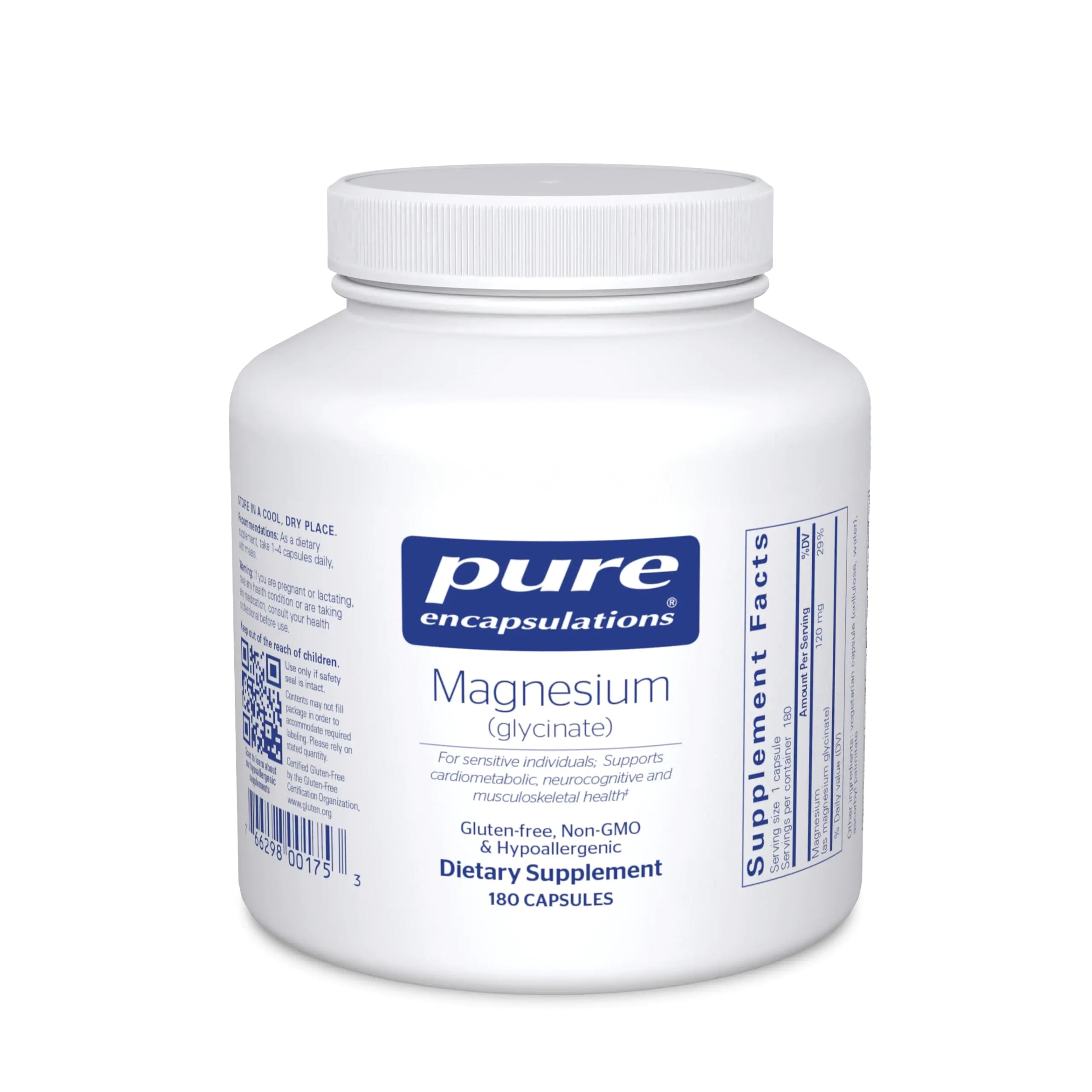 Pure Encapsulations Magnesium (Glycinate) - Supplement to Support Stress Relief Sleep Heart Health Nerves Muscles and Metabolism* - with Magnesium Glycinate - 180 Capsules - MUSCLEXXX STORE