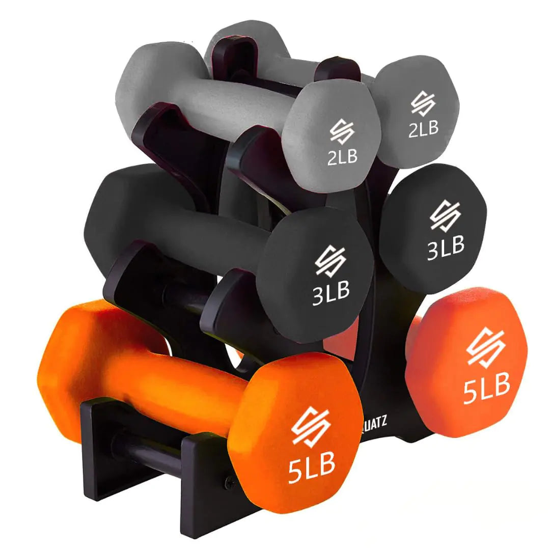 20lb Dumbbell Weight Set With Stand Neoprene Coated Hex - MUSCLEXXX STORE
