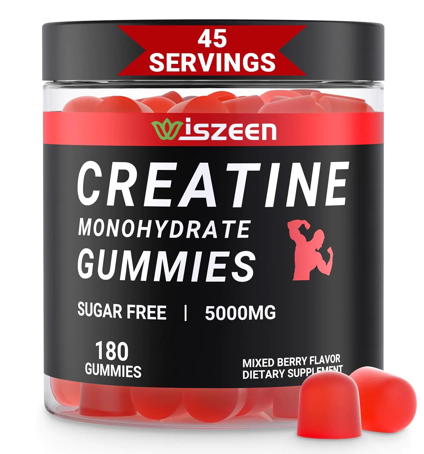 Wiszeen Creatine Monohydrate Gummies - 45 Servings - Creatine Monohydrate Gummy 5g for Men Women Creatine Monohydrate for Strength Endurance Muscle Builder with L-Taurine Alpha GPC - MUSCLEXXX STORE