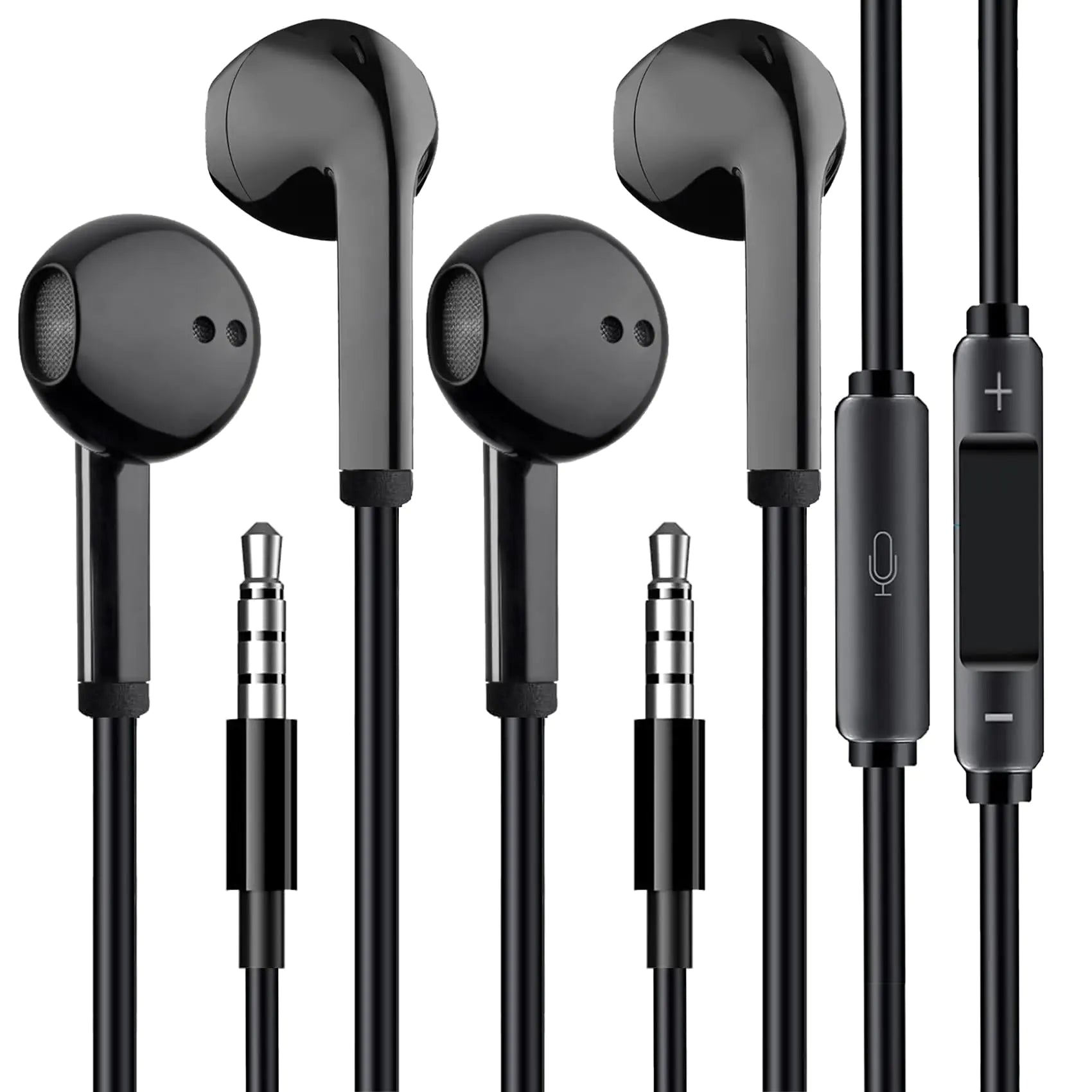 In-Ear Wired Earbuds with Mic 3.5mm Noise Cancelling Ear Buds Wired Ear Buds Volume Controller Gaming Earbuds with Mic Aux Headphones Corded Earbuds Earphones Plug In Earbuds Dark Black 2pcs - MUSCLEXXX STORE