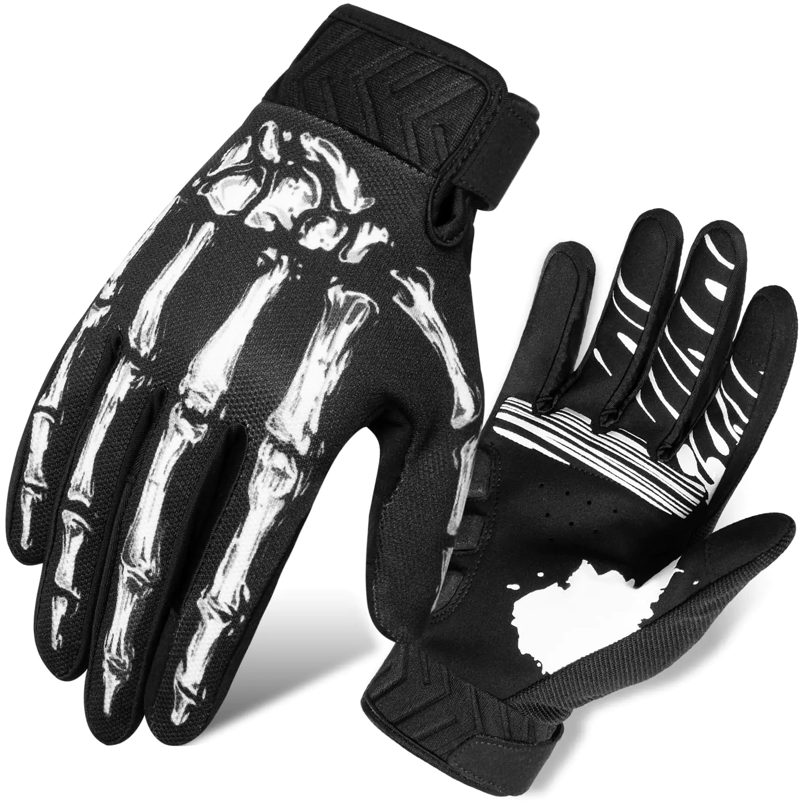 RIGWARL Skeleton Gloves Touchscreen Breathable Skeleton Motorcycle Gloves Bike Gloves for Men Women Cycling Anti-Slip 5MM Padded Skull Cycling Gloves Mountain Bike Gloves for MTB Dirt Bike