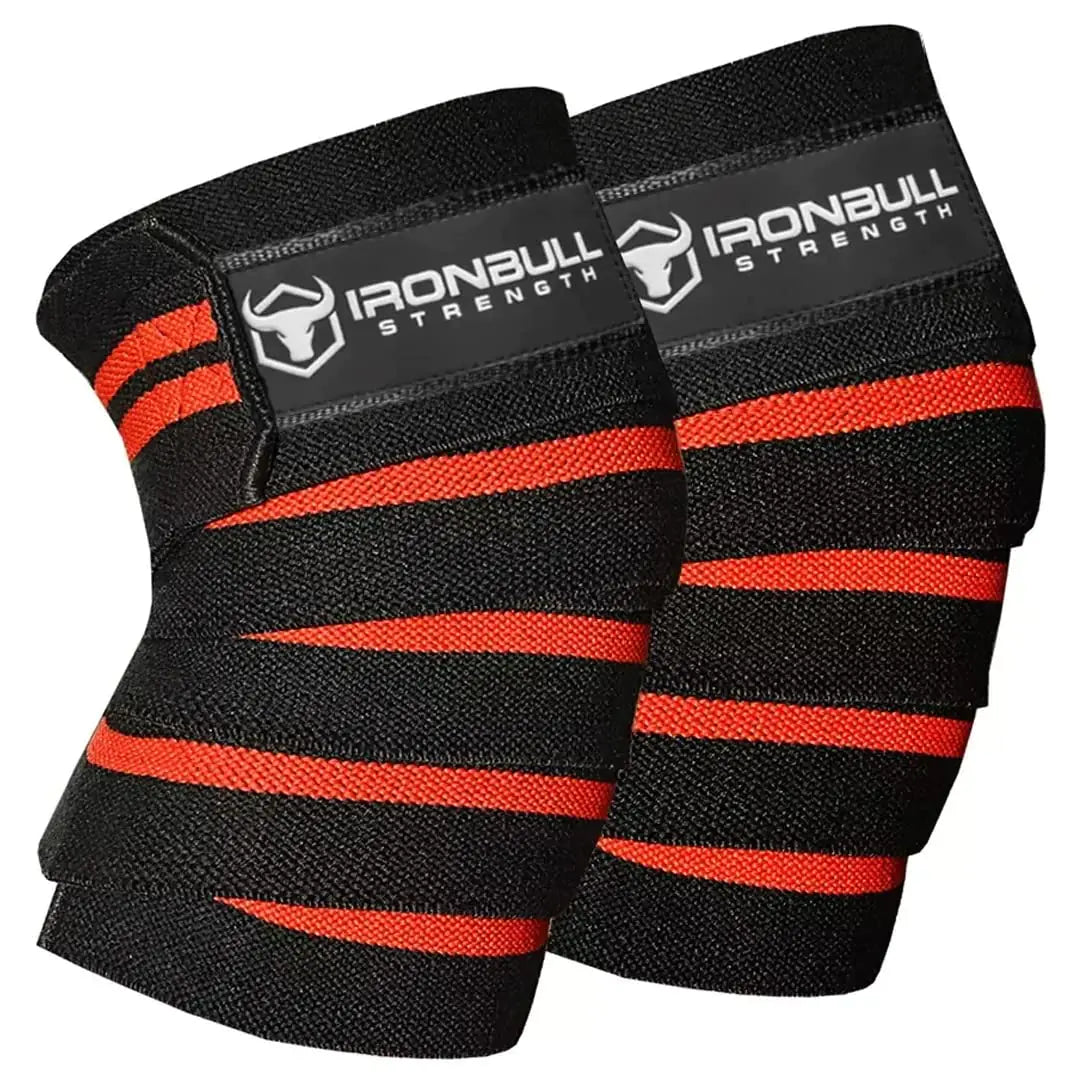 Knee Wraps (1 Pair) - 80" Elastic Knee and Elbow Support & Compression - For Weightlifting Powerlifting Fitness WODs & Gym Workout - Knee Straps for Squats (Black/Red) - MUSCLEXXX STORE