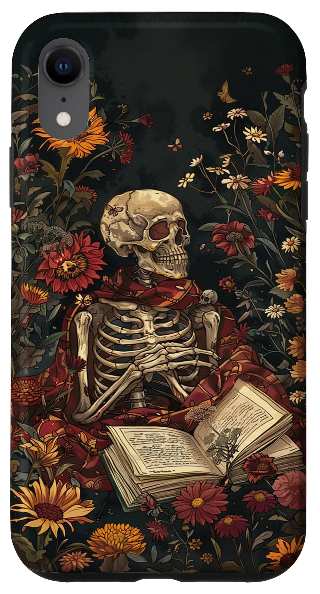 iPhone XR The Reader Tarot Card Skeleton Reading Book Bookworm Case