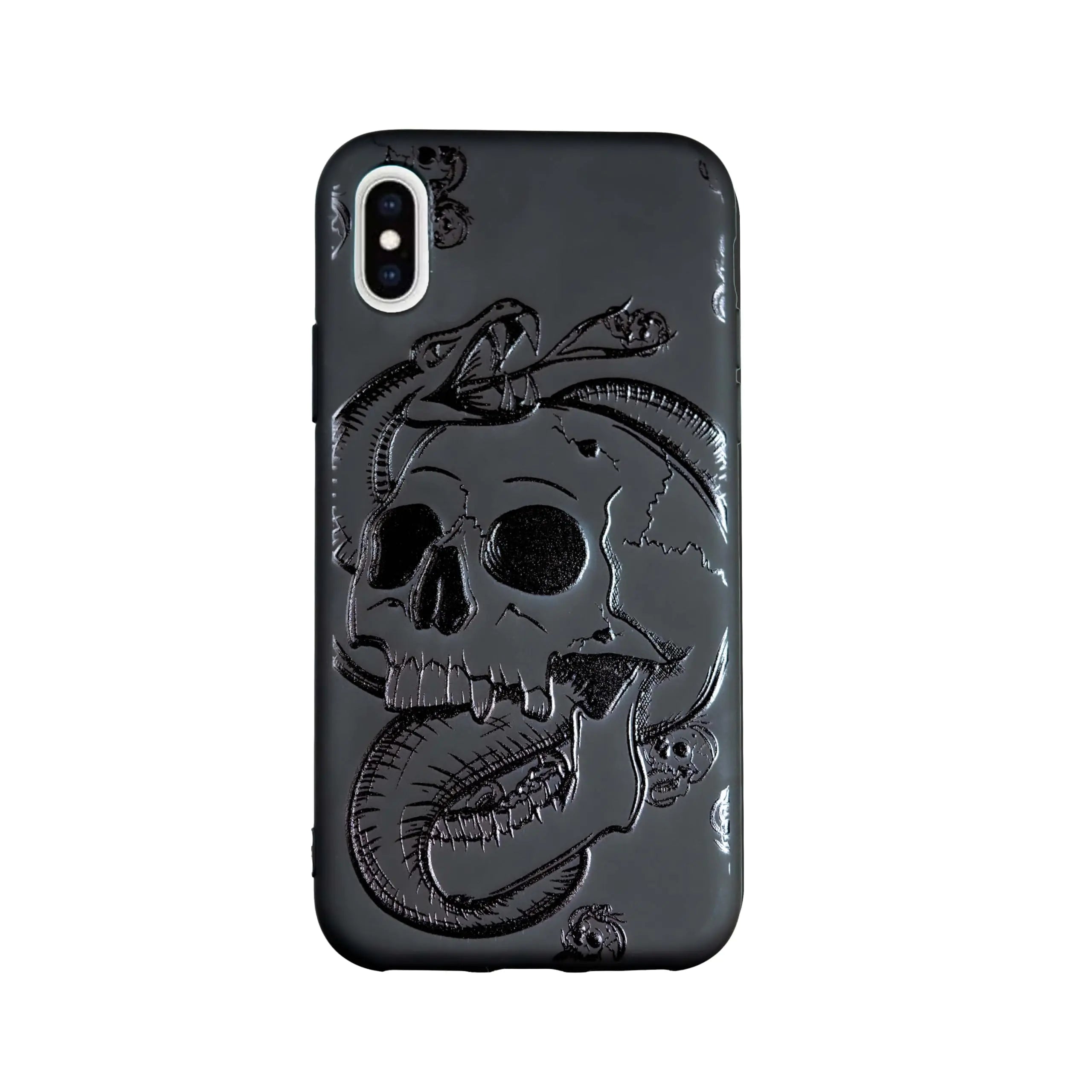 SIMPLYMDRN Slim for iPhone Xs Max Case - Goth Skull Design - Cool Case for Men - Skulls Art Cover - Slim and Flexible (Fractal Slim Black)