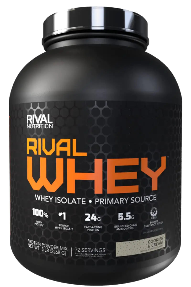Rivalus Rivalwhey – Cookies and Crème 5lb - 100% Whey Protein Whey Protein Isolate Primary Source Clean Nutritional Profile BCAAs No Banned Substances Made in USA - MUSCLEXXX STORE