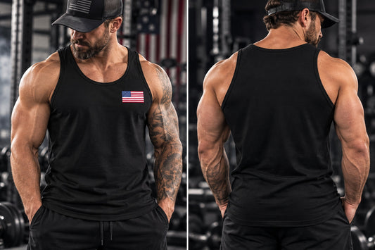 MUSCLEXXX American Flag Gym Tank Top featured in American-themed gym shirts for lifters