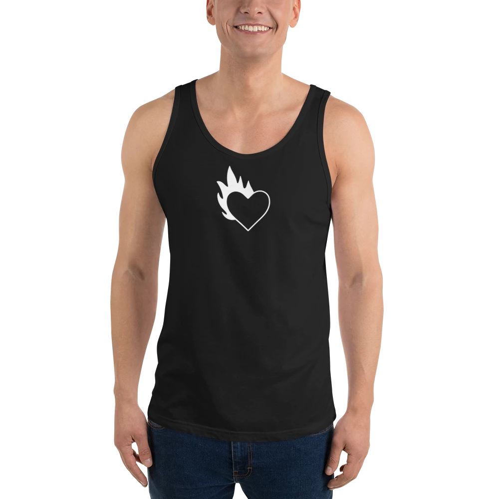 Flaming Heart Cotton Tank Top Bella Canvas 3480 Classic Fit
