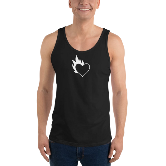 Flaming Heart Cotton Tank Top Bella Canvas 3480 Classic Fit