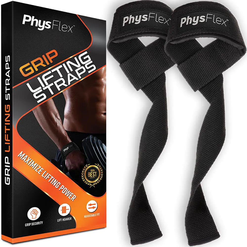 Grip Lifting Straps With Padded Wrist Wraps Black 1 Pair