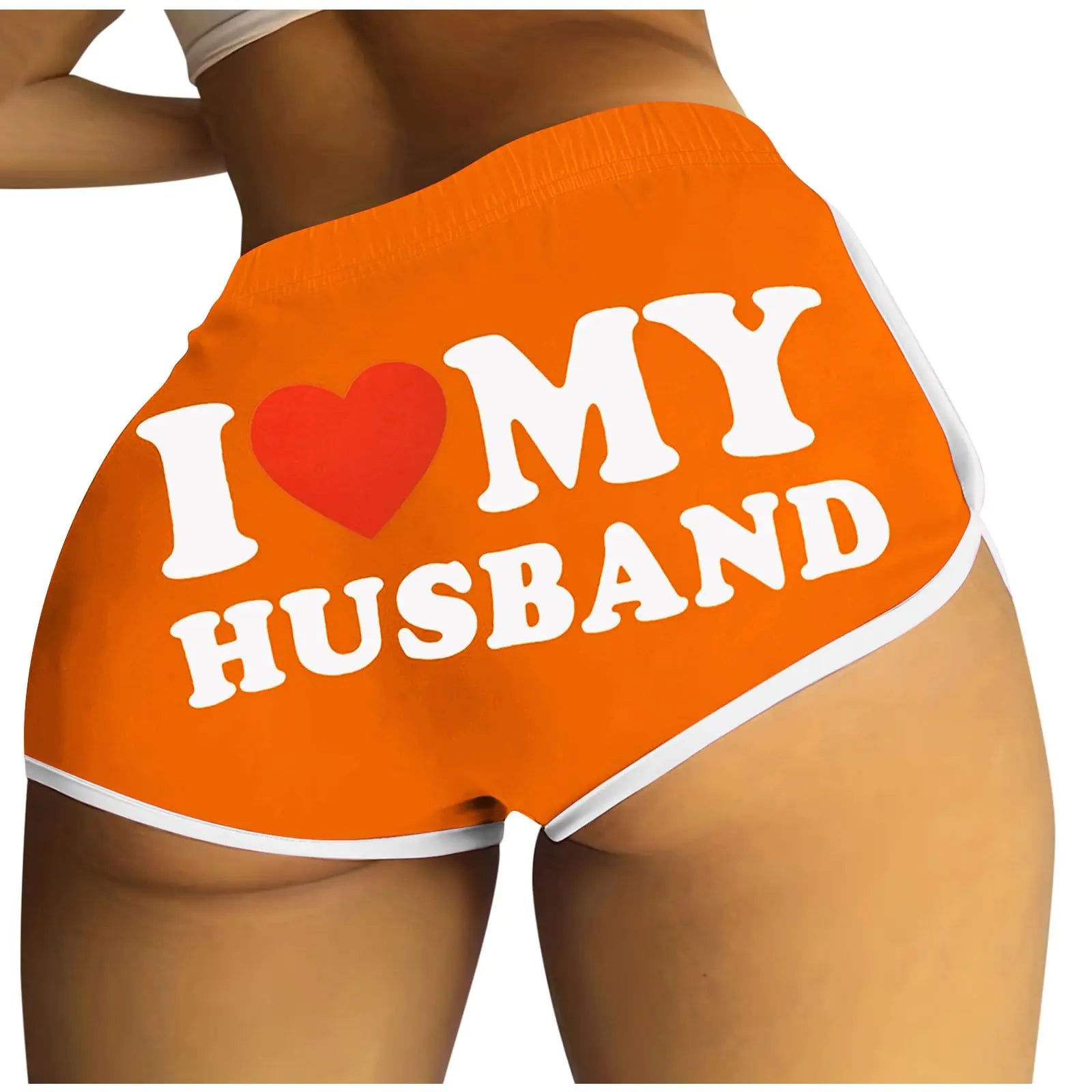 Generic Booty Shorts for Women Sexy Slutty Funny Letter Printed Boxer Shorts Dolphin Shorts high Waisted Elastic Pajama Bottoms Medium 2-orange