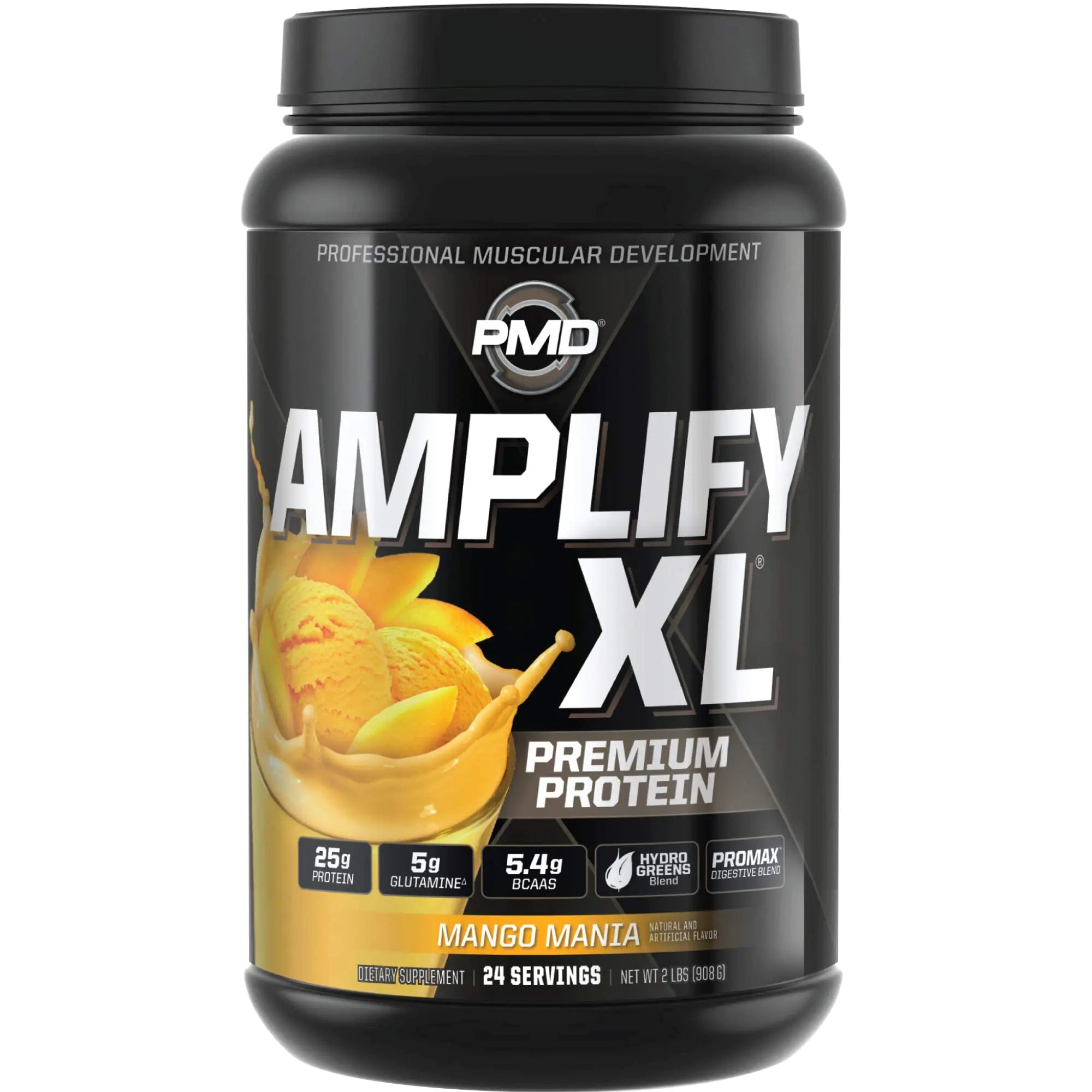 PMD Sports Amplify XL Premium Whey Protein Supplement Hydro Greens Blend - Glutamine and Whey Protein Matrix with Superfood for Muscle Strength and Recovery - Mango Mania (24 Servings)