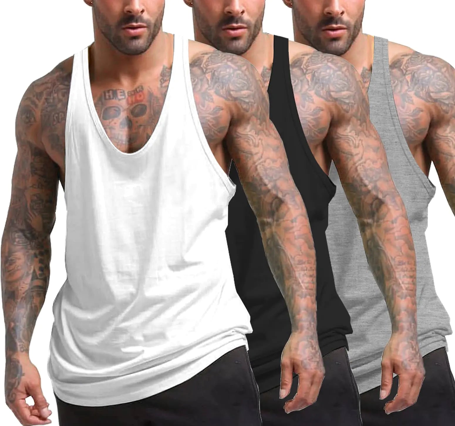 Coofandy Mens 3 Pack Y Back Gym Tank Tops Fitness Tees