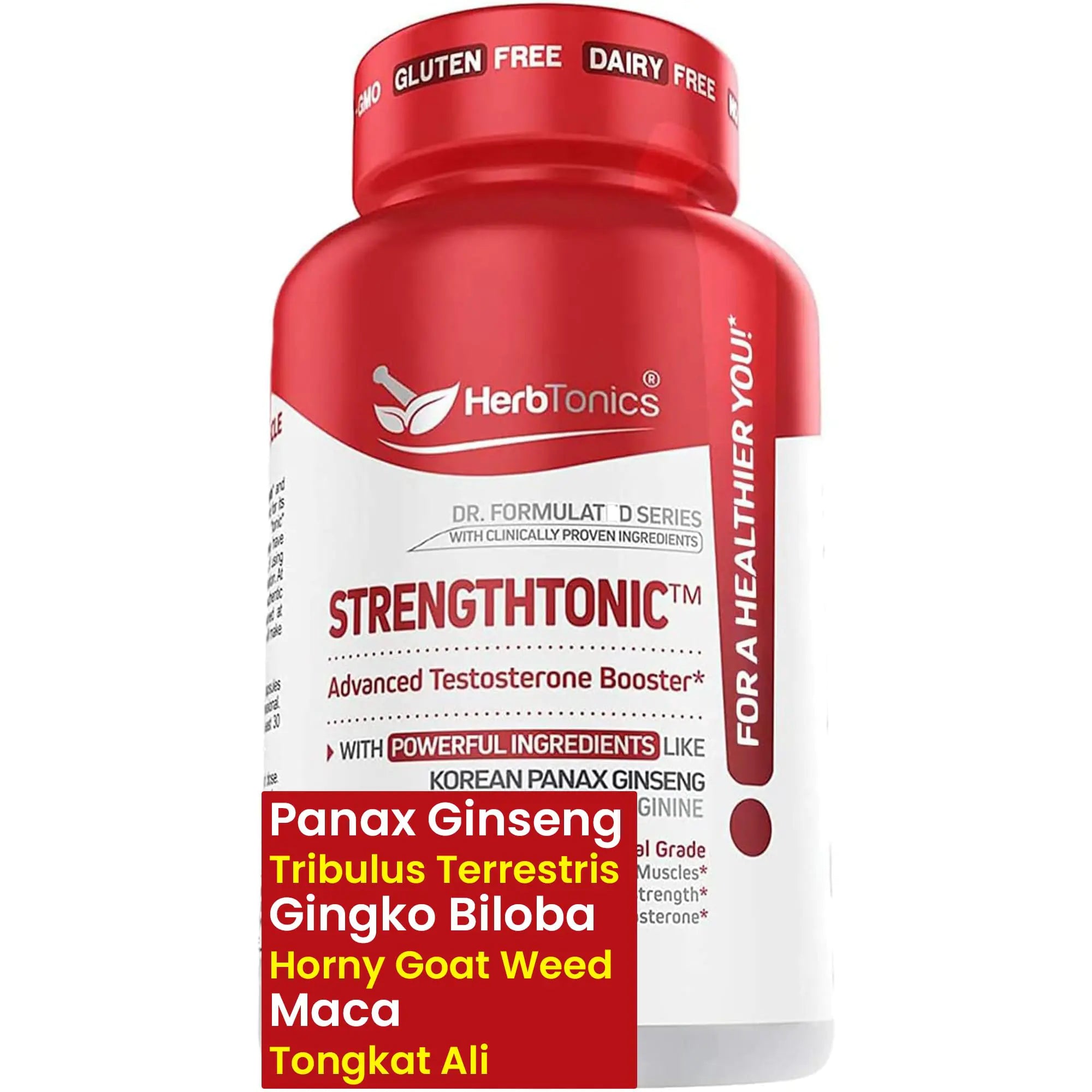 Herbtonics Testosterone Booster for Men Male Enhancing Pills - Enlargement Supplement Increase Size Energy Strength & Stamina Enhancement Ginseng Pill & Tribulus Terrestris 60 Vegan Capsules