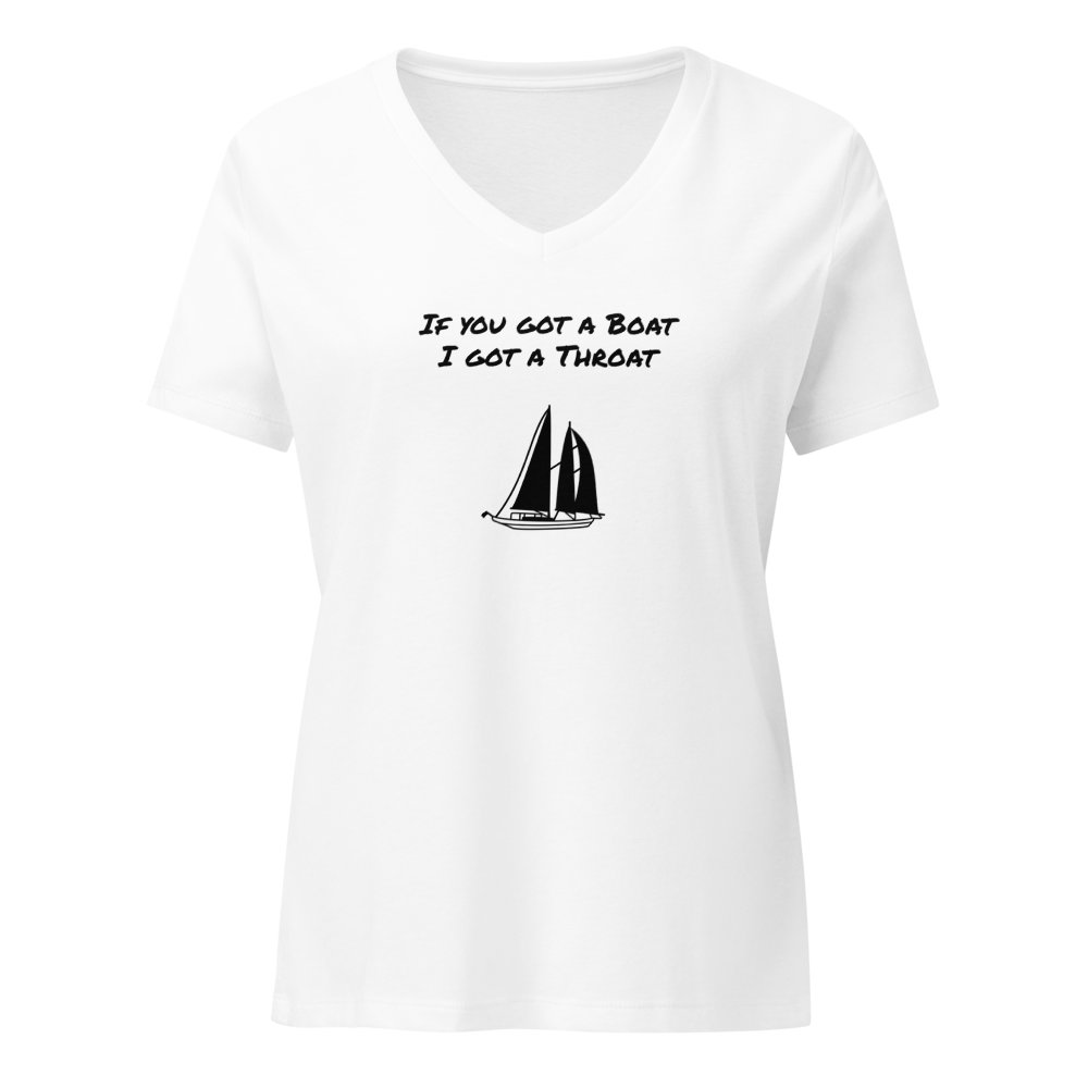 "I got a throat"  Women's Relaxed V-Neck T-Shirt