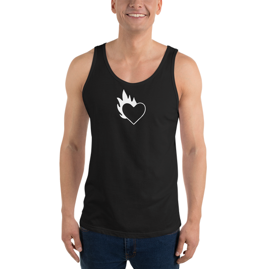 Flaming Heart Cotton Tank Top Bella Canvas 3480 Classic Fit
