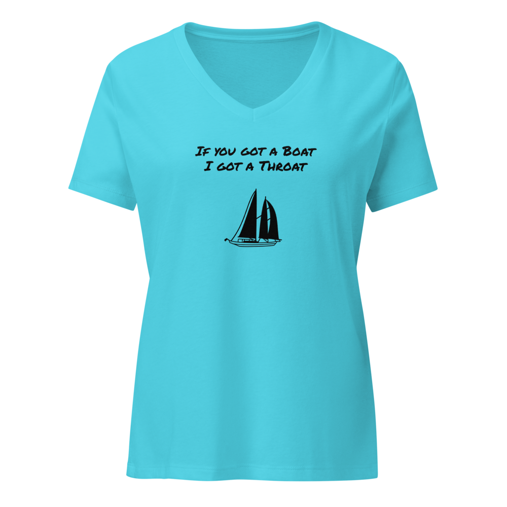 "I got a throat"  Women's Relaxed V-Neck T-Shirt