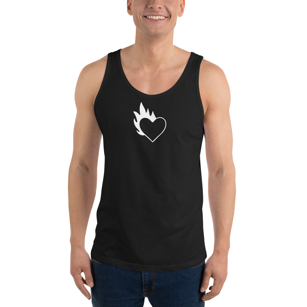 Flaming Heart Cotton Tank Top Bella Canvas 3480 Classic Fit