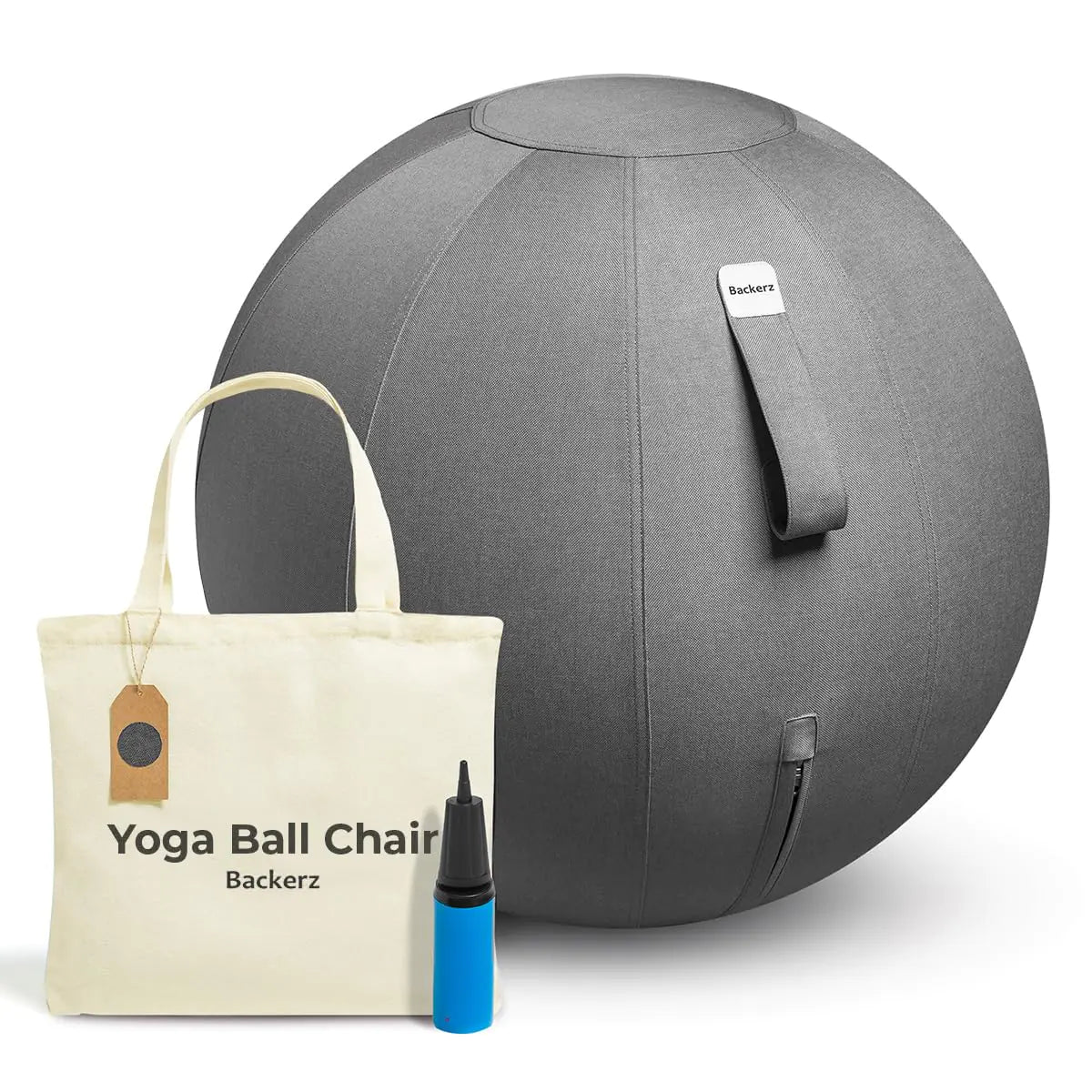 Backerz Balance Ball Chair for Office & Home - Ergonomic Exercise Ball for Posture & Back Pain Relief Yoga Ball Chair - Sitting Ball with Washable Linen Cover