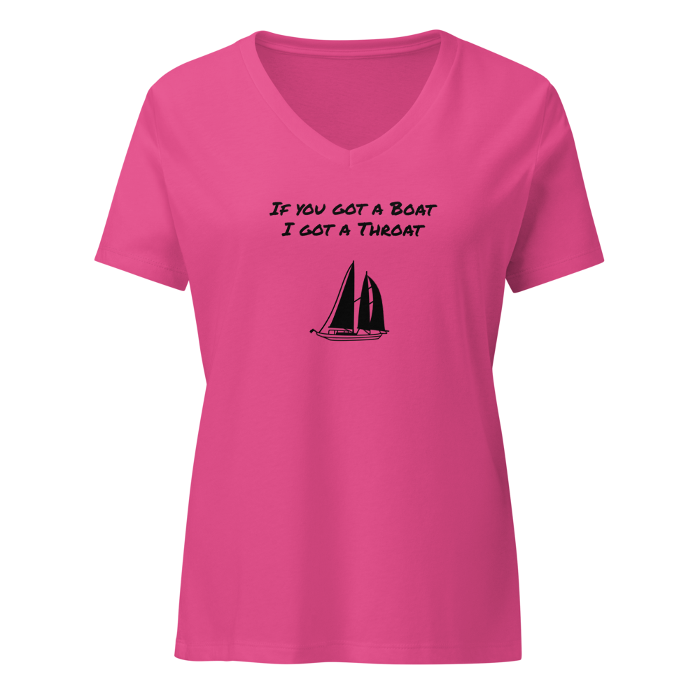 "I got a throat"  Women's Relaxed V-Neck T-Shirt