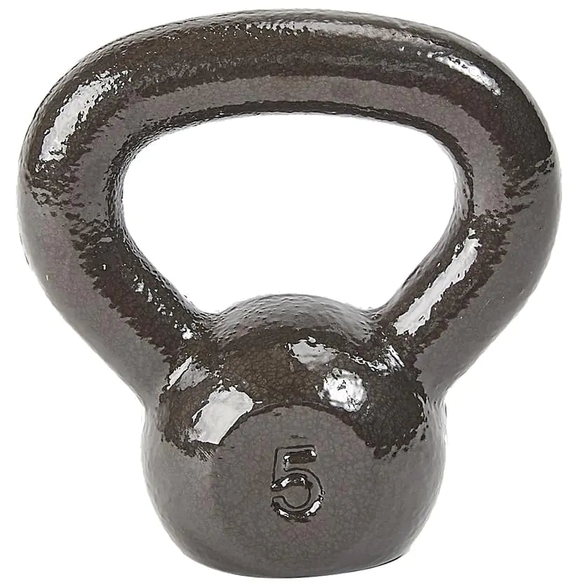 Signature Fitness Kettlebell Solid Smooth Adjustable/Cast Iron/Rubber Base for Strength Training Home Gym 5lbs