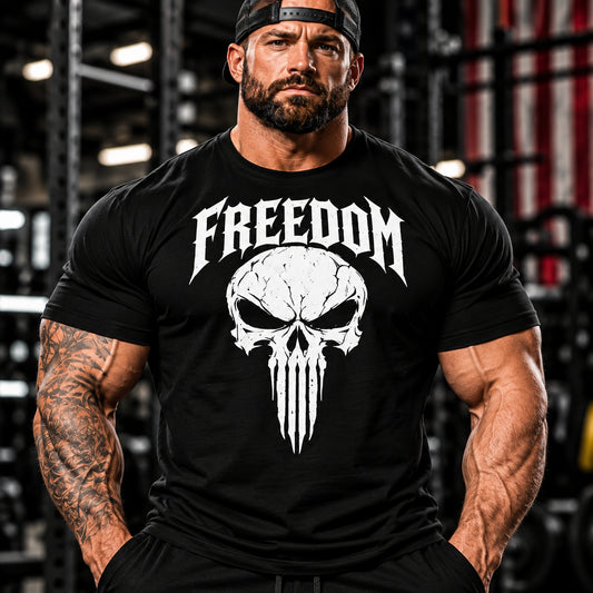 MUSCLEXXX men's Freedom Skull patriotic gym T-shirt for workouts and everyday wear
