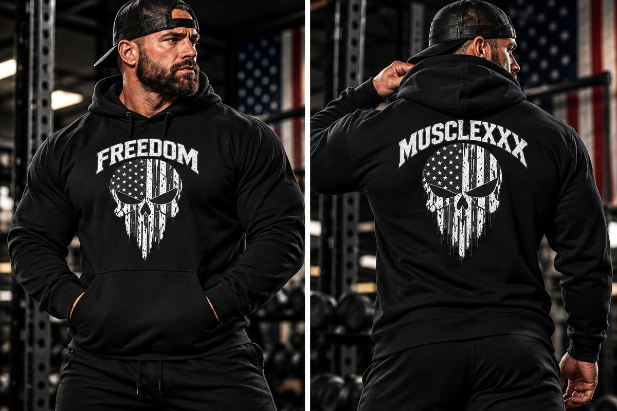 Patriotic skull graphic hoodie by MUSCLEXXX
