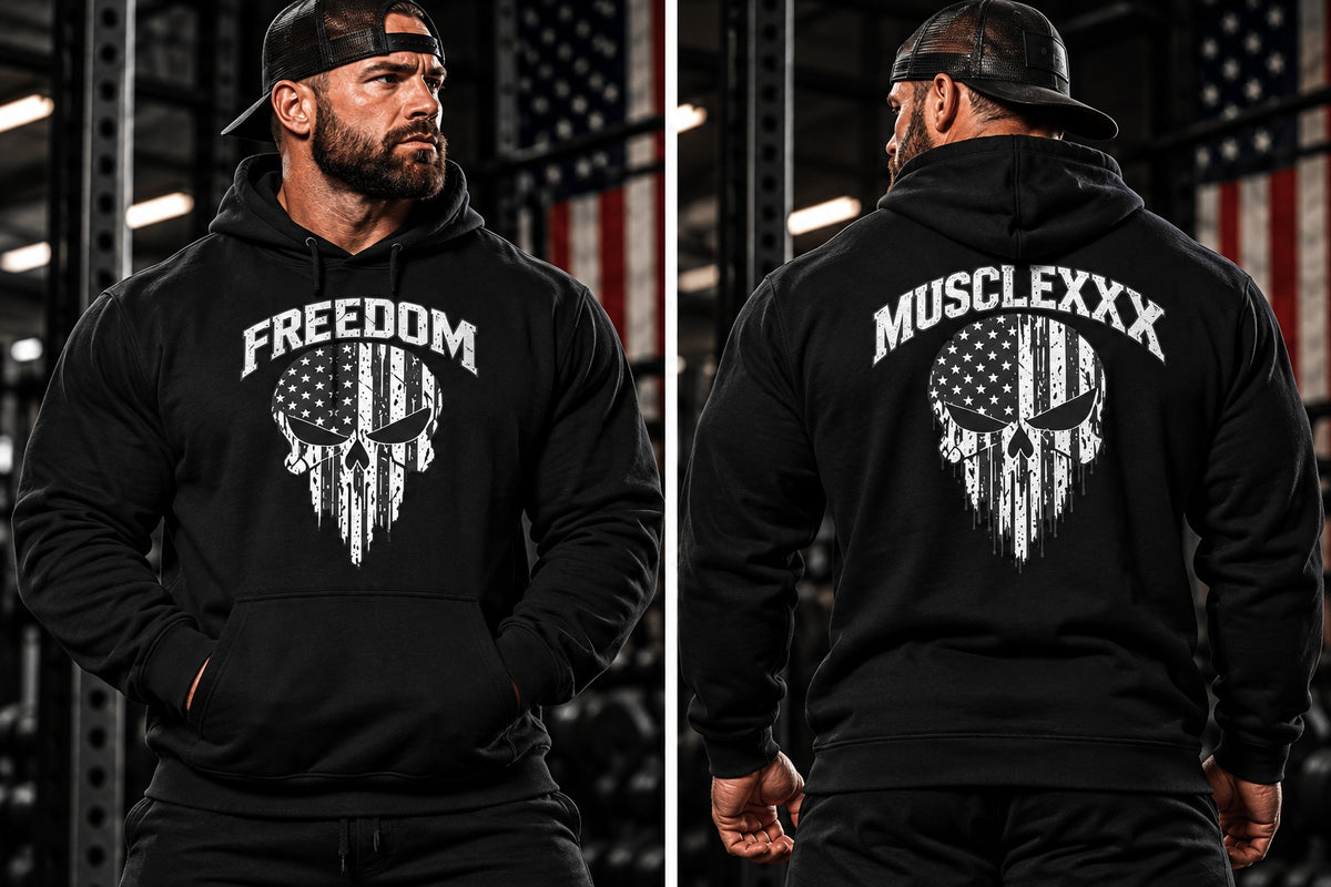 MUSCLEXXX patriotic skull pullover hoodie
