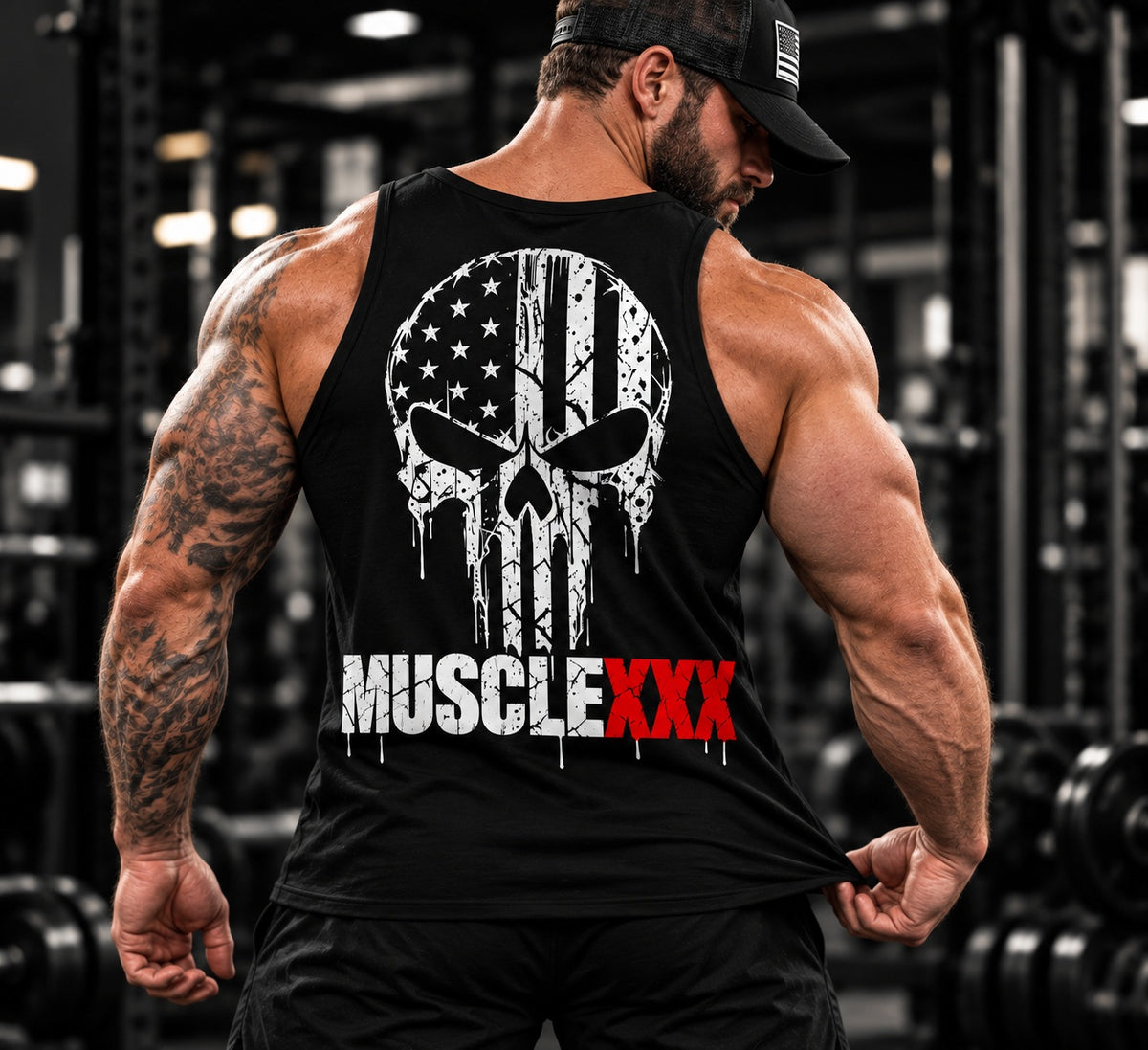MUSCLEXXX black unisex skull tank top

