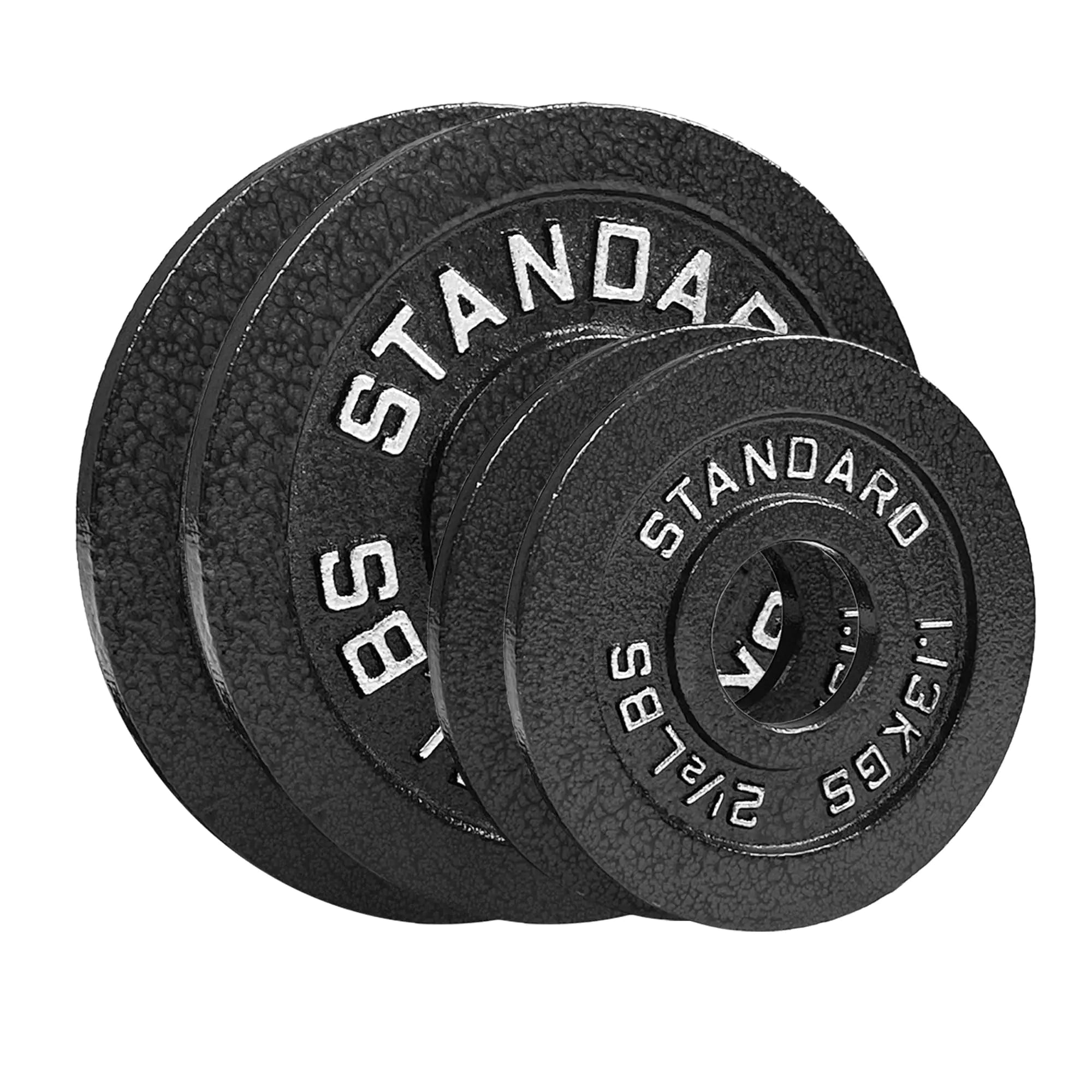 Steel Olympic Plates 15LB Set - Pair of 5lb & 2.5lb 2 inch Center - Hammertone Weights for Home or Commercial