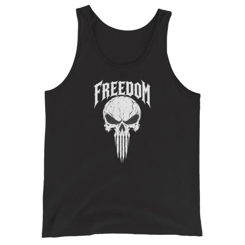 Freedom Skull Graphic Tank Top Soft Ringspun Cotton Lightweight Relaxed Fit