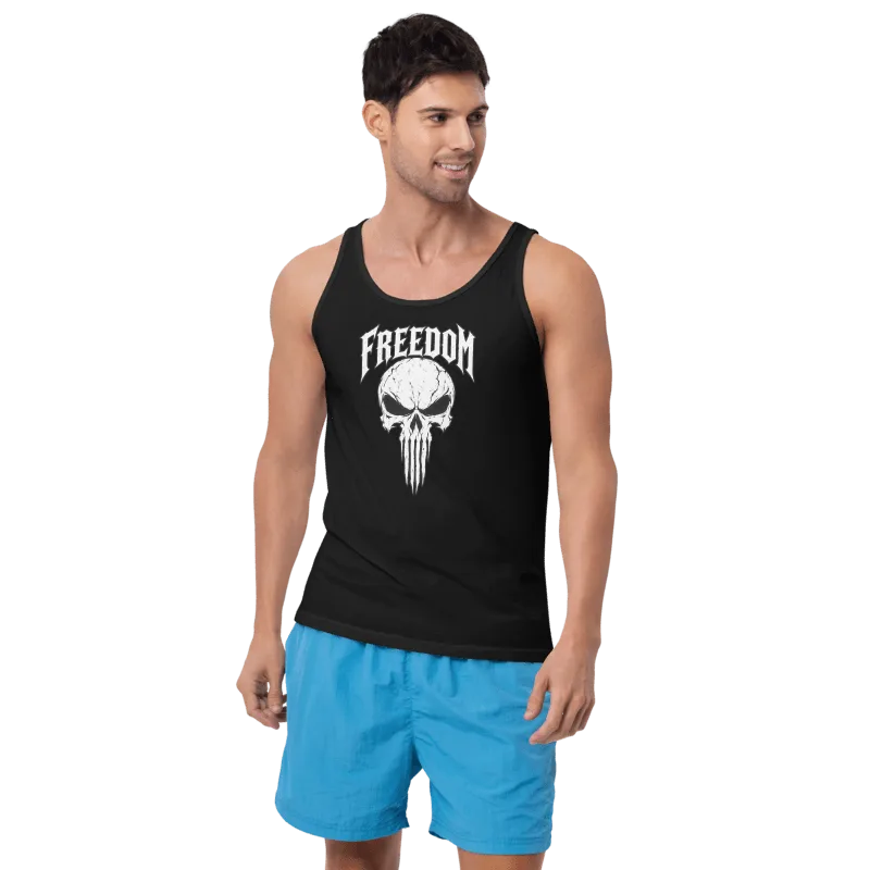 Freedom Skull Graphic Tank Top Soft Ringspun Cotton Lightweight Relaxed Fit