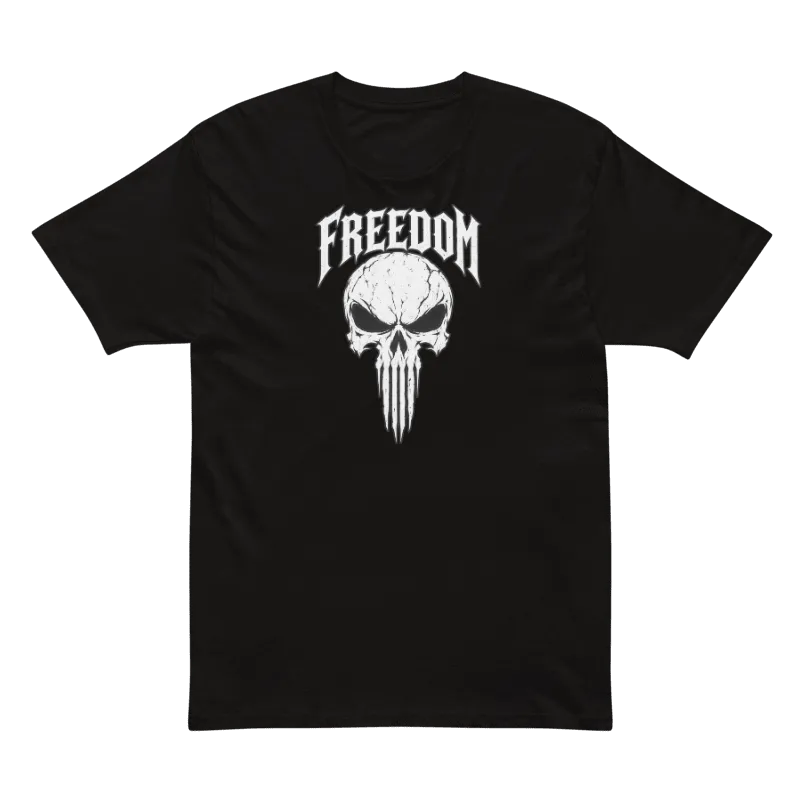 Mens Premium Short Sleeve Tshirt Classic Fit Freedom Skull Graphic Tees